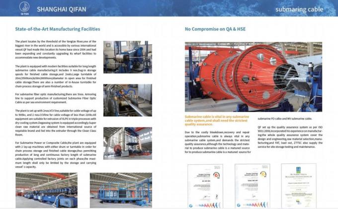 35kv 66kv 220kv Single or Three Core XLPE Insulated Optical Fiber Composite Submarine Cable